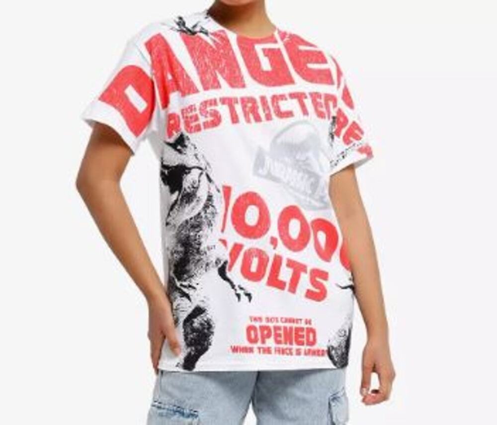 Jurassic Park Danger Restricted Area T-Shirt - Junior Girls Medium NWT 90s